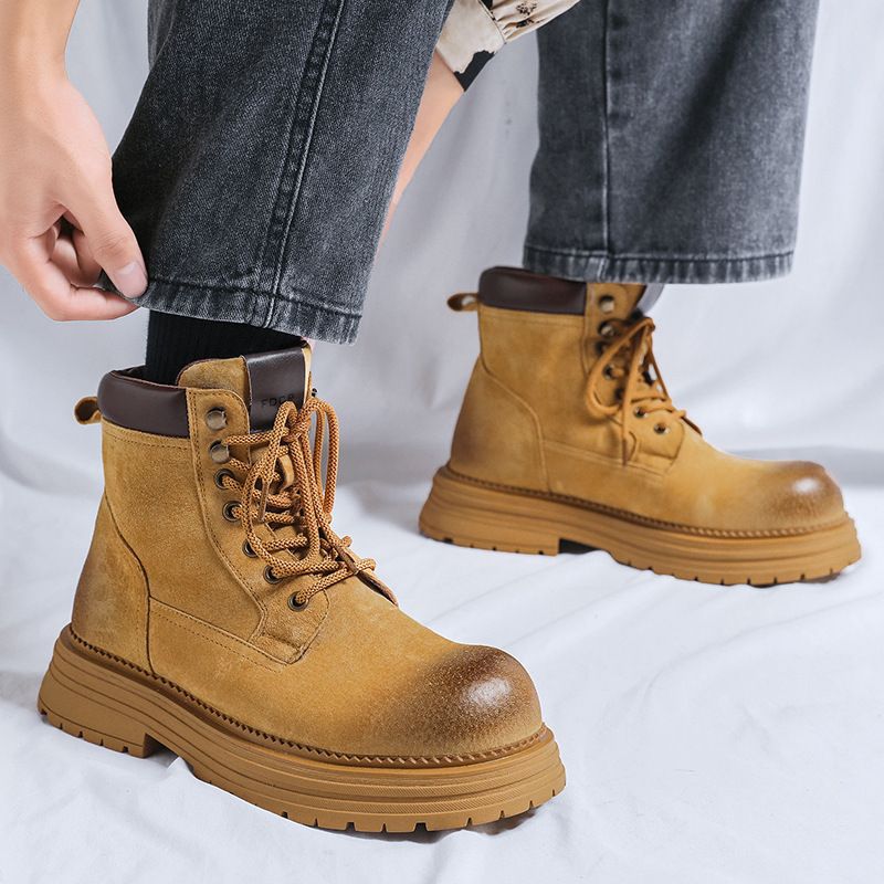Lovers Wild British Style Vintage Thick Sole Increased Suede Men's Martin Boots