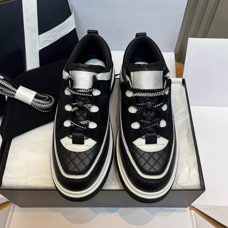 Women's Classic Style Rhombus Panda Color Thick Women's Sports Shoes