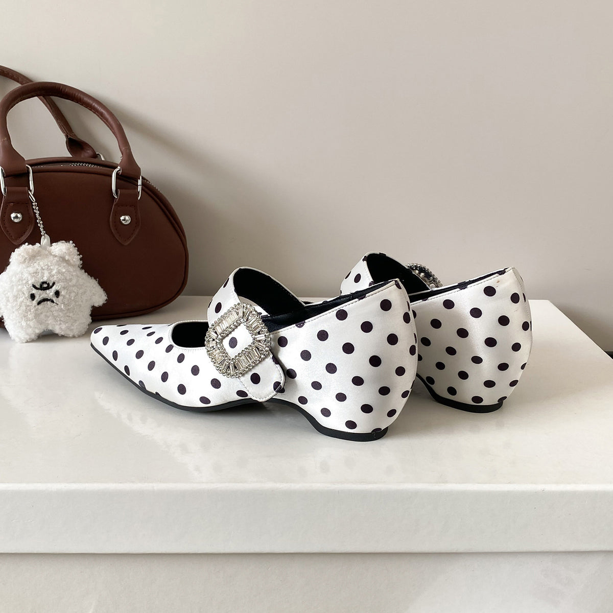 Women's Square Buckle Spring French Polka Dot Women's Fashion Shoes