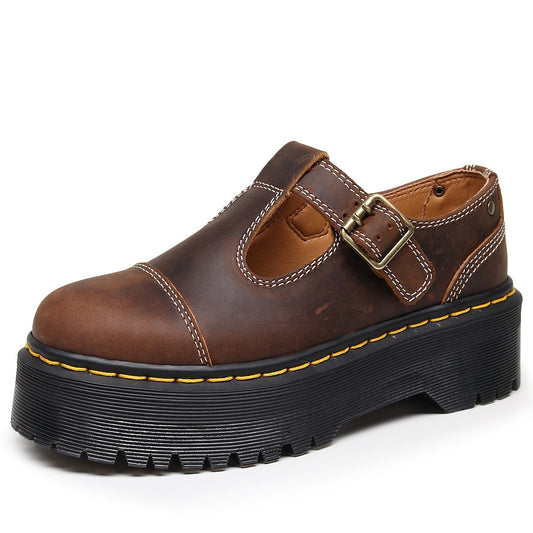 Women's Bottom Shape With Mary Jane Genuine Top Layer Crazy Horse Women's Shoes