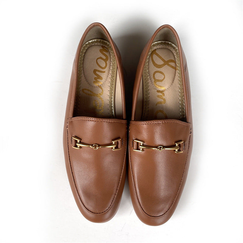 Women's Flat Pumps Authentic Step-on Two-way Lazy Versatile Small Leather Shoes