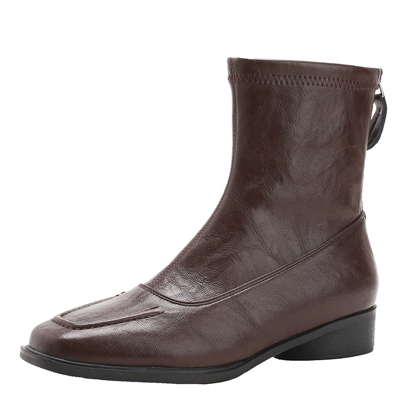 Women's Sheepskin Hair Chunky Ankle High Martin Women's Leather Boots