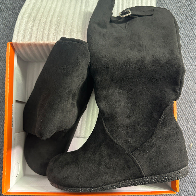 Women's The Knee Small Pile Style Slim Women's Leather Boots