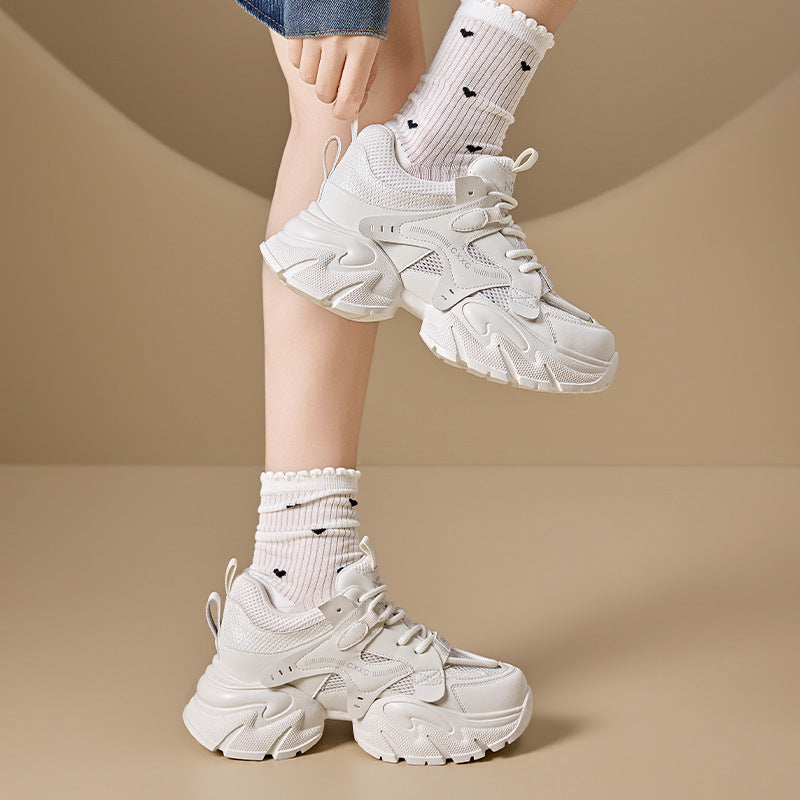 Women's Dad Mesh Breathable Thick Bottom Small Single Soft Sneakers