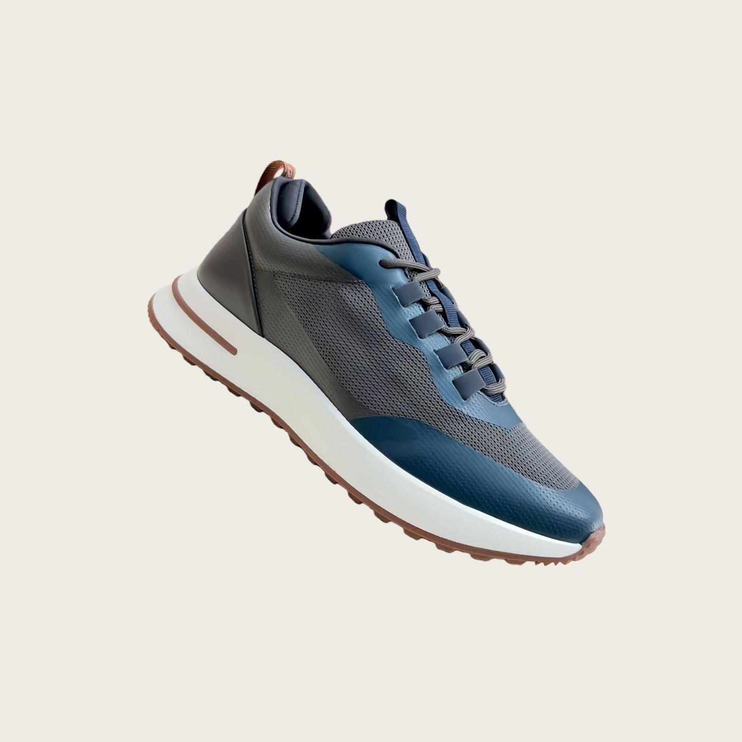 Mesh Cowhide Stitching Matching Fashionable Breathable Men's Sports Shoes