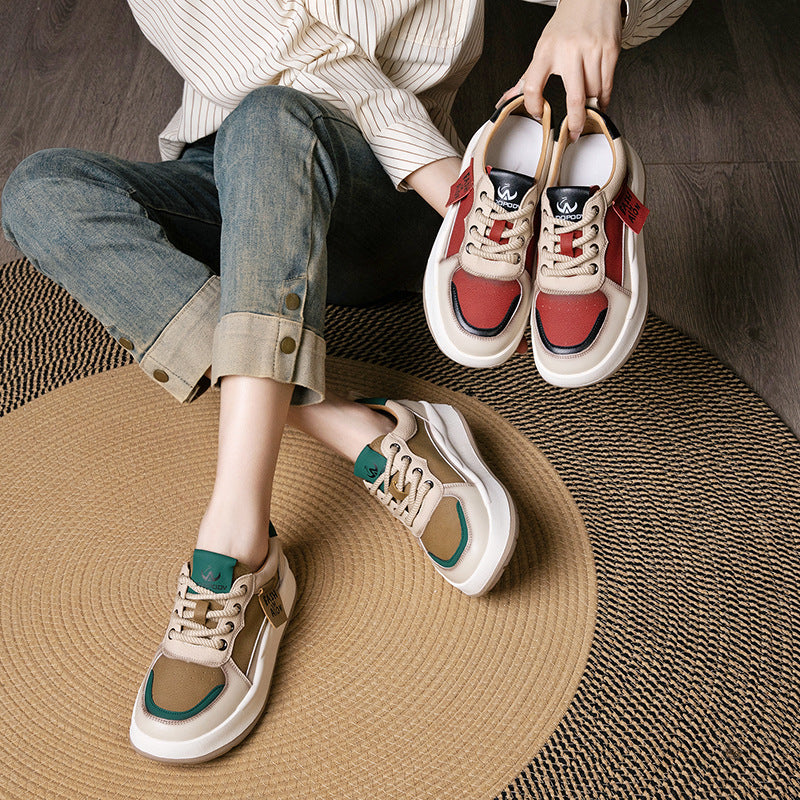 Women's Retro Sports Thick Bottom Color Matching Low Women's Casual Shoes