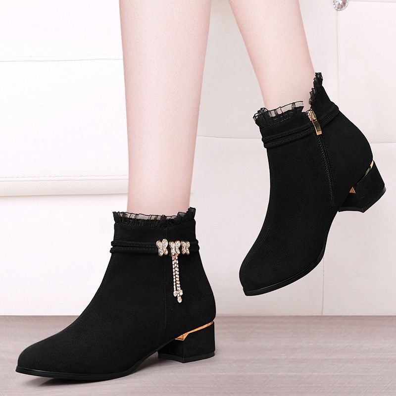 Women's Soft Round Head Chunky High Fleece-lined Thermal Women's Leather Boots
