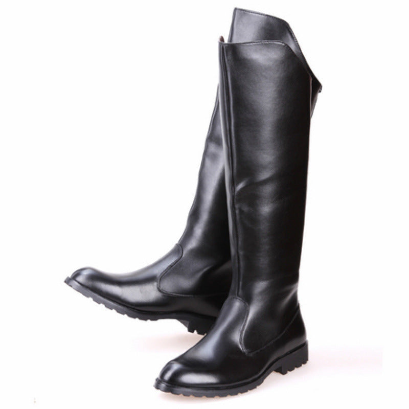 Men's Fashion High Back Zipper Trend Performance Stage Men's Leather Boots