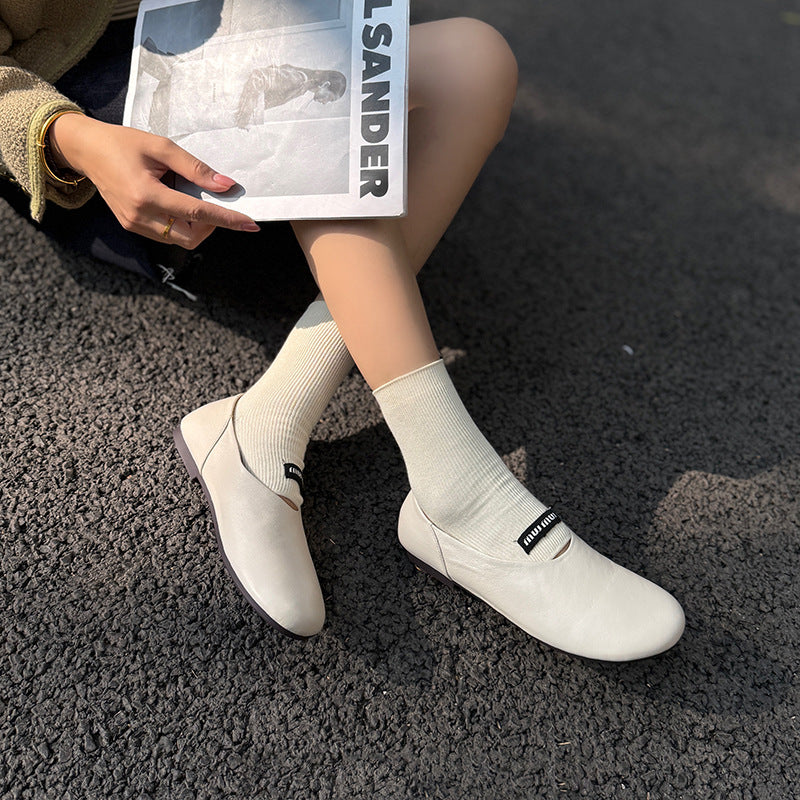 Women's Summer Round Toe Cute Compact Design Genuine Flat Daily Women's Shoes