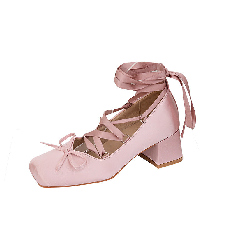 Now Pink Cross High Ballet Style Wear French Heels