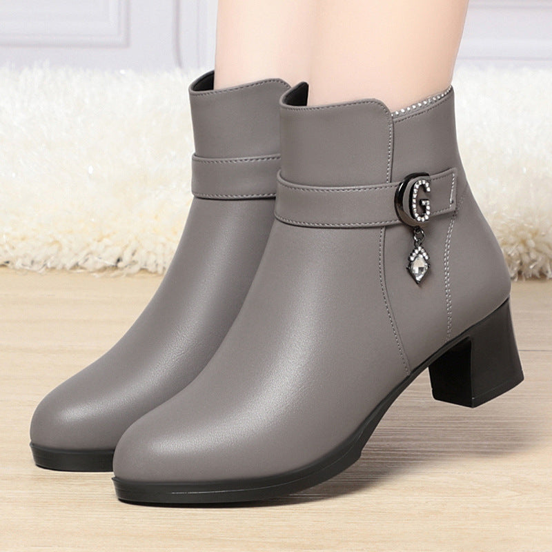 Women's Short High Cotton Veet Martin Double Face Wool Boots