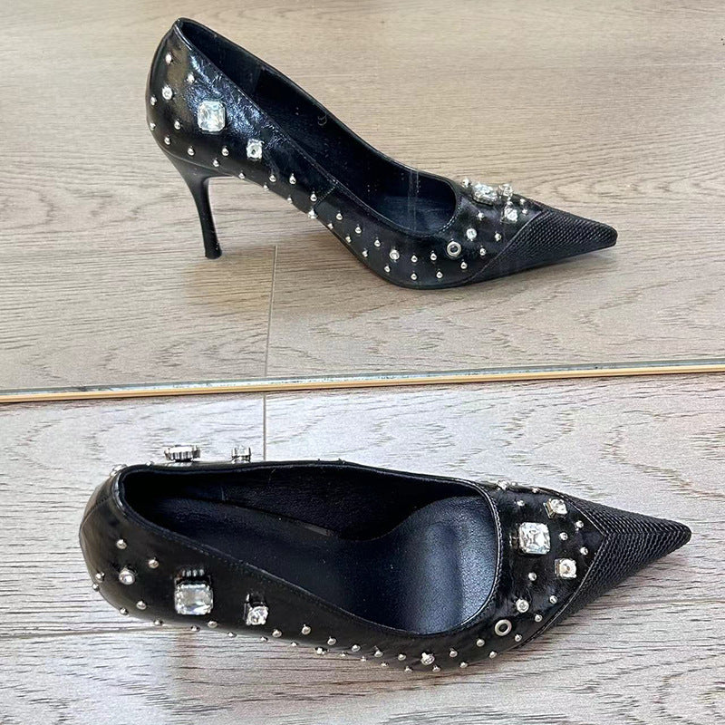 Women's Hot Style Pointed High Spring Punk Rivet Heels