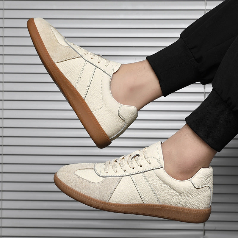 Men's Layer Cowhide German Training Low Top Board Trendy Sneakers