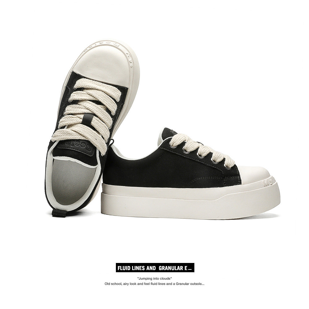 Women's & Men's Black White Niche Platform Height Increasing Men's Casual Shoes