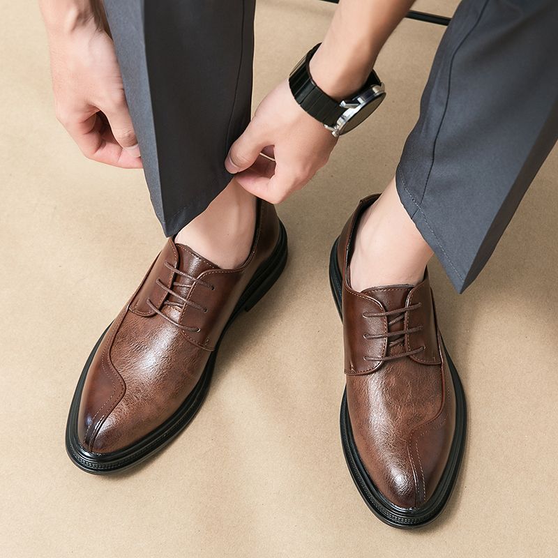 Men's Summer Breathable Business Formal Wear Green Fashionable Style Men's Casual Leather Shoes