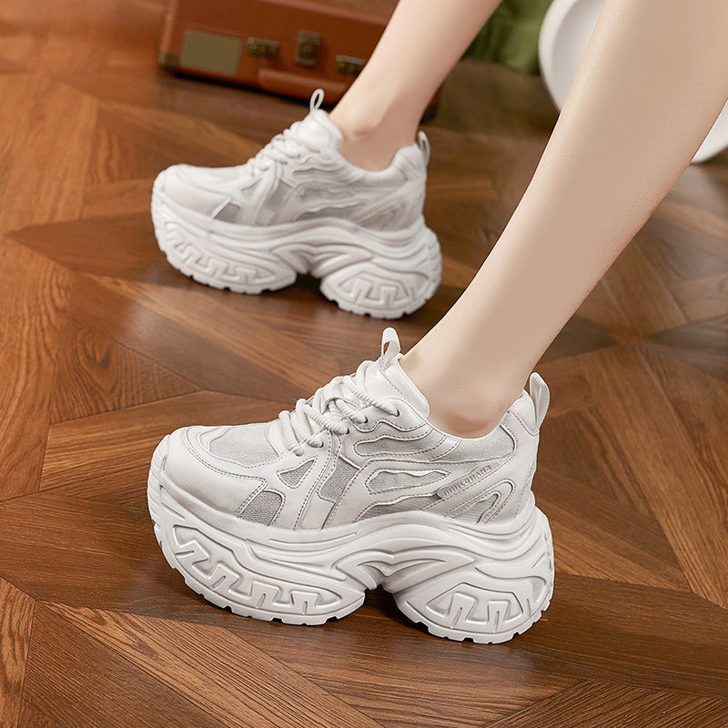 Women's Platform Dad Summer Hollow Mesh Surface Breathable Height Increasing Insole Women's Sports Shoes