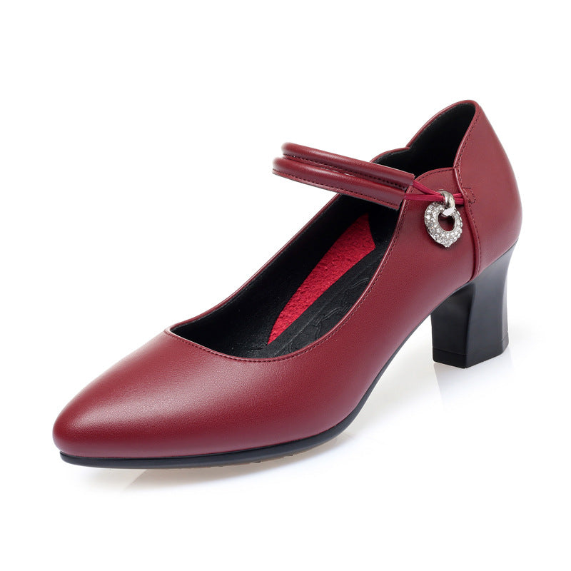 Women's Not Tired For Long Time High Buckle Black Business Clothes Leather Shoes