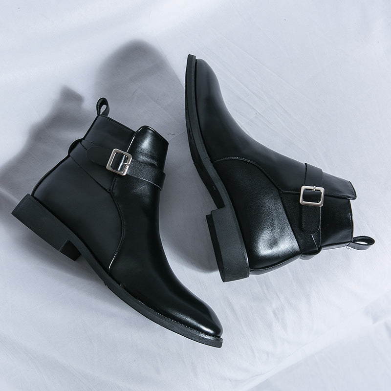 Men's Summer Martin Trendy Pointed Ankle Chelsea British Style Men's Leather Boots