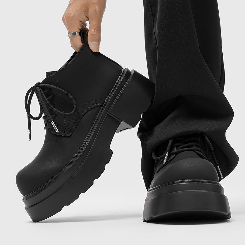 Men's British Style Big Head Knight Motorcycle Platform Boots