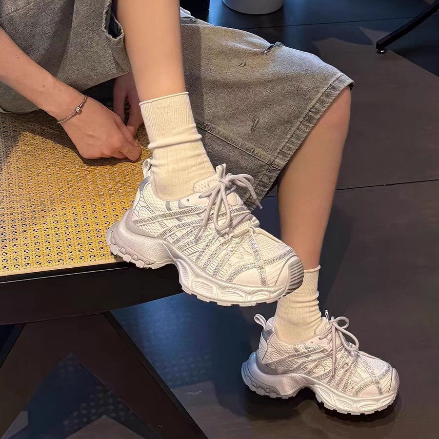 Women's Style Genuine Invisible Height Increasing Insole Dad Breathable Outdoor Mountaineering Sneakers