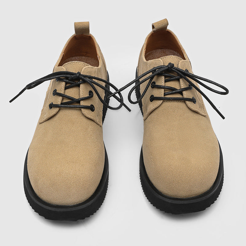Men's Platform Height Increasing Trendy American Vintage Men's Casual Leather Shoes