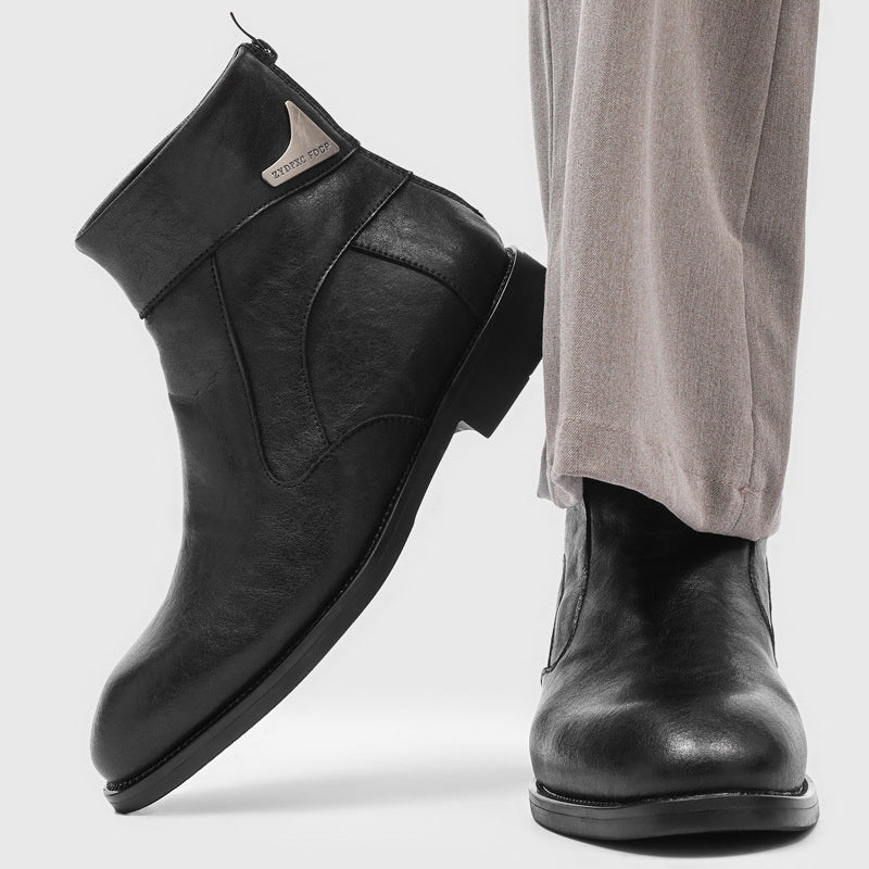 Men's Slip-on Chelsea Retro Trendy Back Zipper Boots