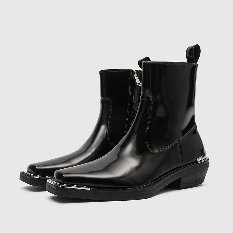 Men's High Chelsea Fashionable Square Toe Zipper Men's Martin Boots