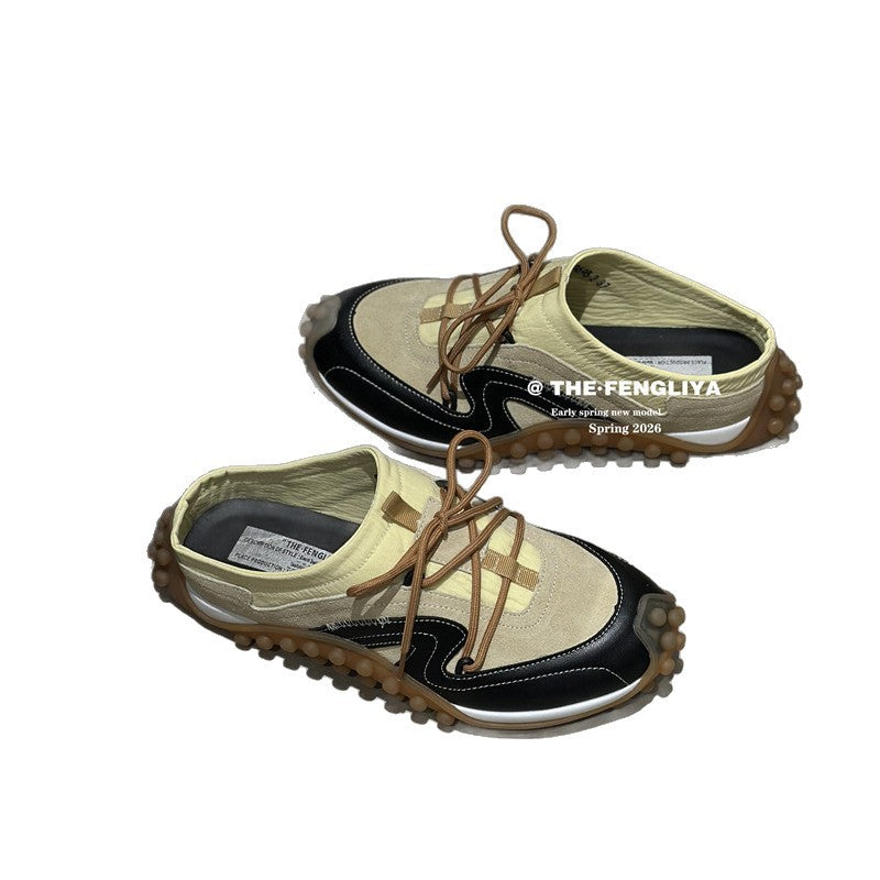 Price Canadian Dollar Contrast Color Mules Slip-on Platform Outer Wear Women's Casual Shoes