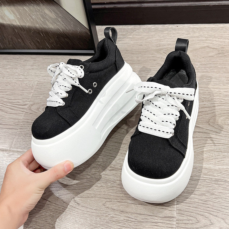Women's Toe Bread Autumn Breathable Increased Sports Canvas Shoes