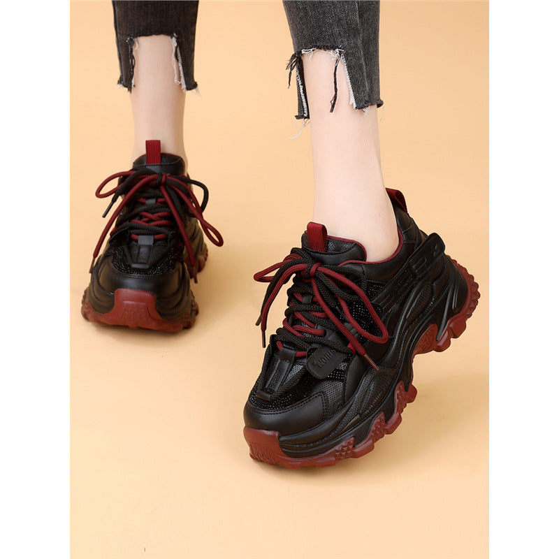 Women's Authentic Rhinestones Platform Dad Fleece-lined Small Women's Sports Shoes