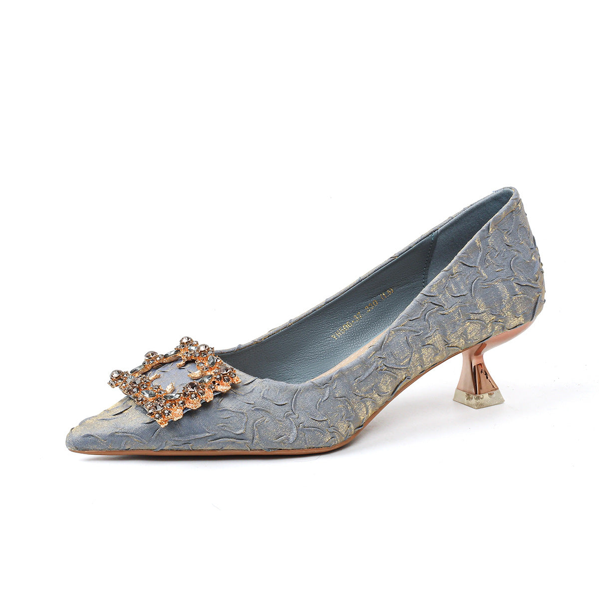 Women's Spring Satin Color Changing Square Buckle High Pointed Stiletto Light Women's Fashion Shoes