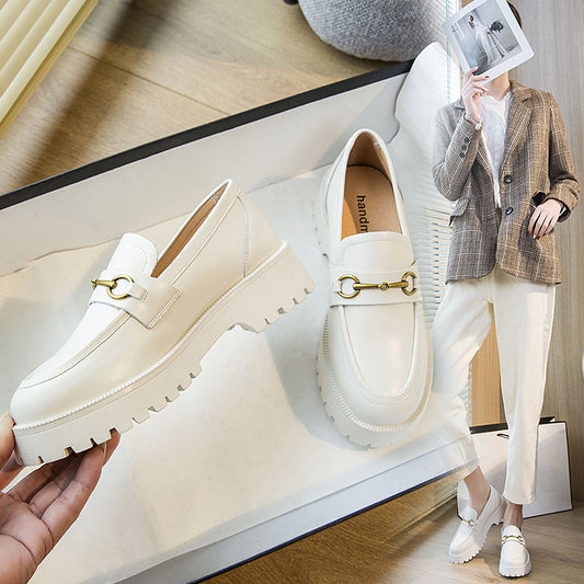 Women's Flat Platform Slip-on Delicate Solid Color Pumps Round Head Women's Casual Shoes