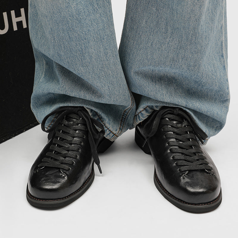 Men's Autumn Business Commute Bowling Platform Height Increasing Men's Casual Leather Shoes