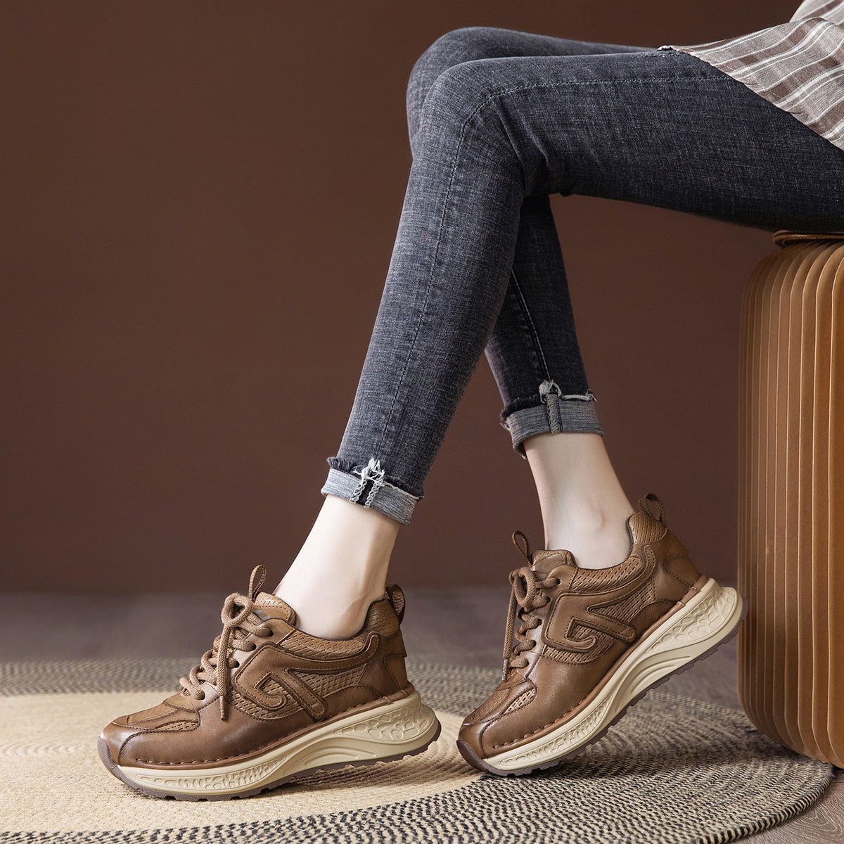 Women's Platform Dad Autumn Fashion Retro Lace Up Comfortable Lightweight Women's Sports Shoes
