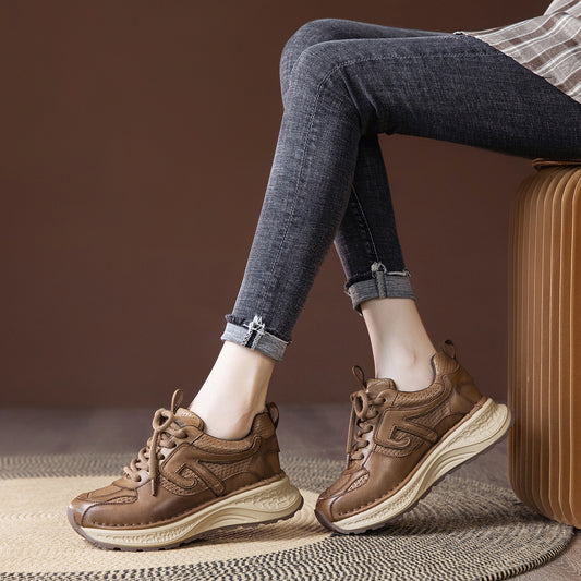 Women's Platform Dad Autumn Fashion Retro Lace Up Comfortable Lightweight Women's Sports Shoes