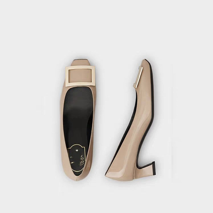 Classic Cm Square Buckle Daily Commuter Shallow Women's Fashion Shoes