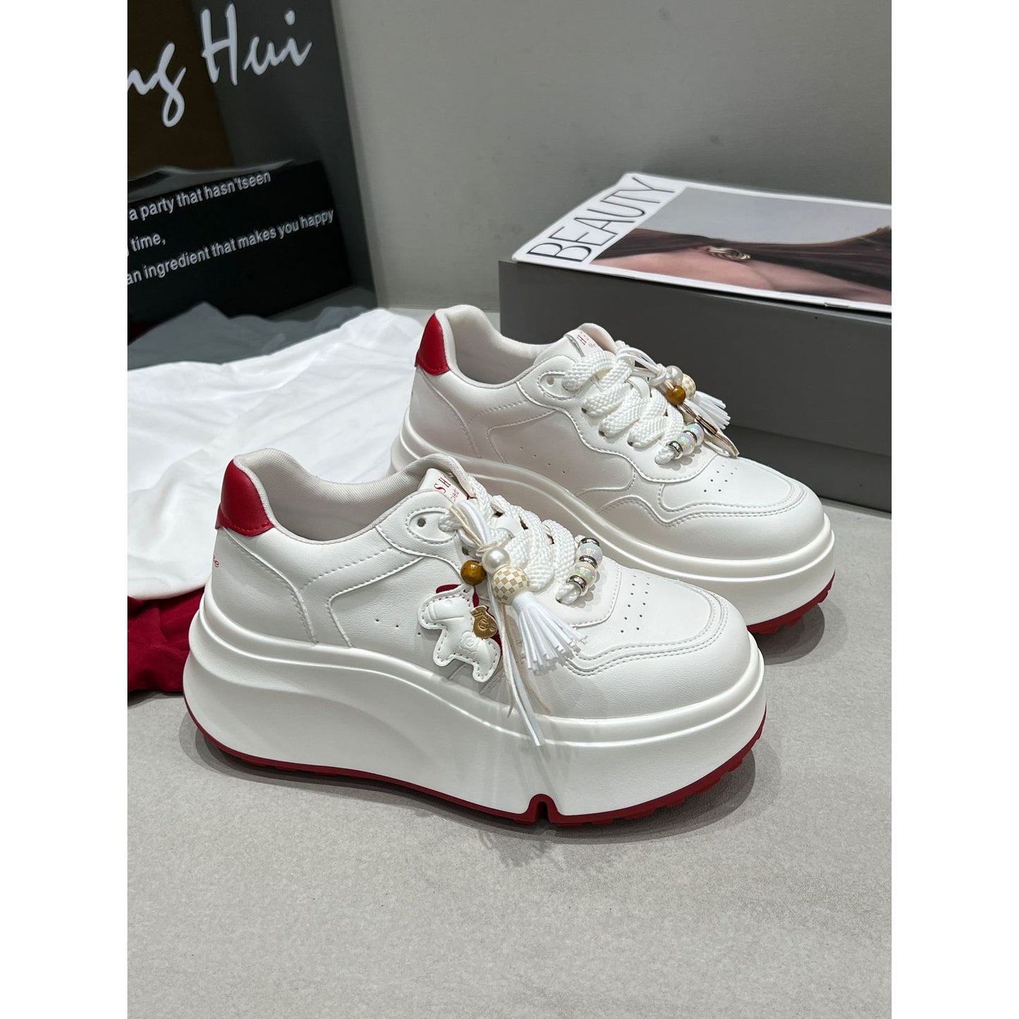 Women's Spring Platform Heightened White For Sneakers