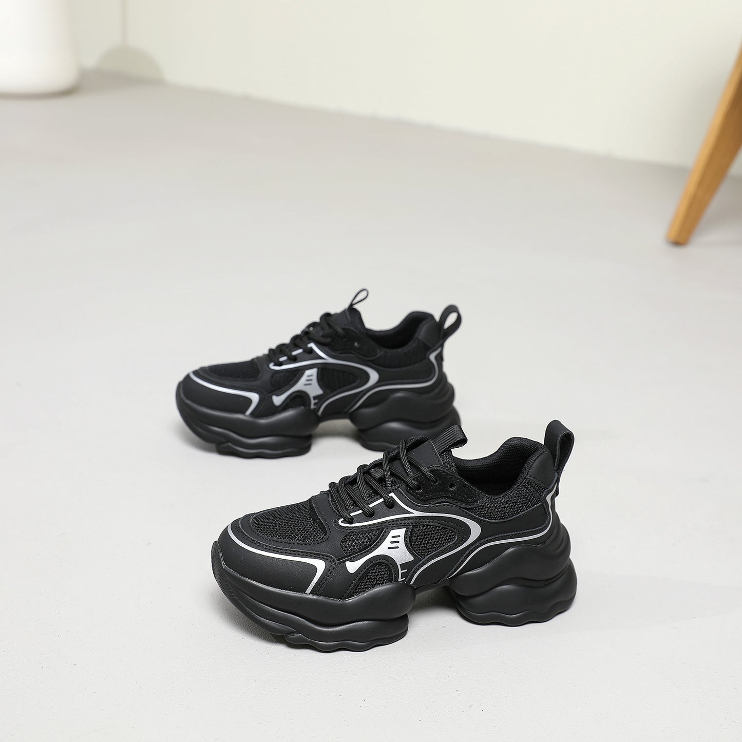Women's Dad Autumn Heightened Daddy Mesh Stitching Authentic Sports Casual Shoes