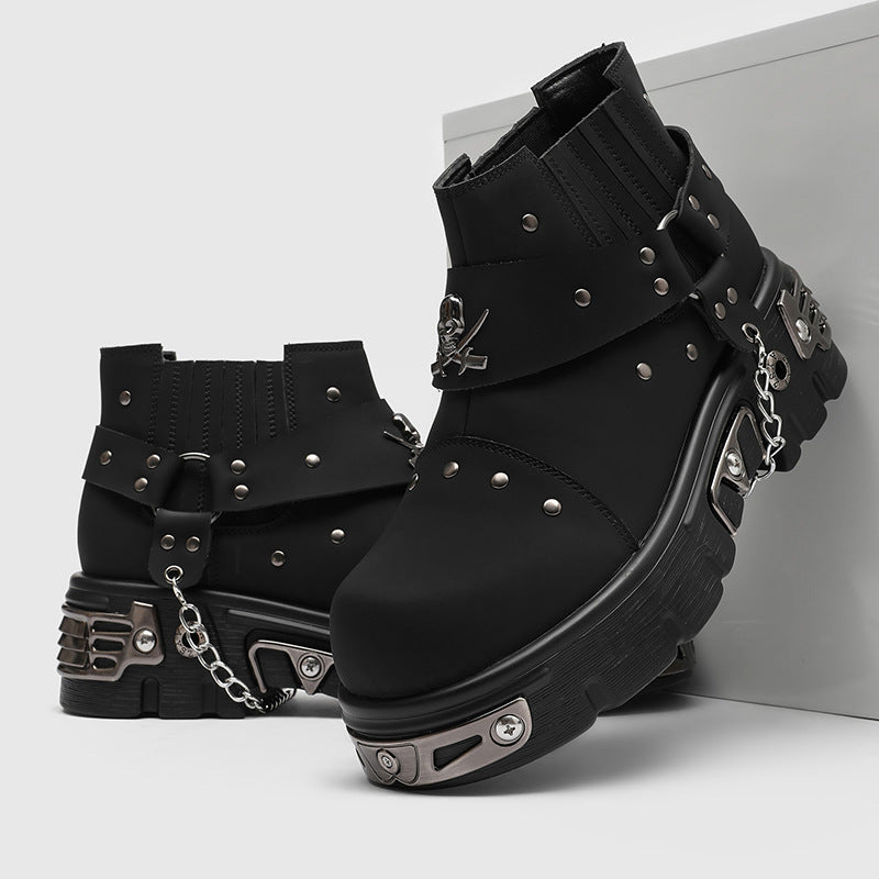 Punk Heavy Metal Skull Height Increasing Dark Rock Boots