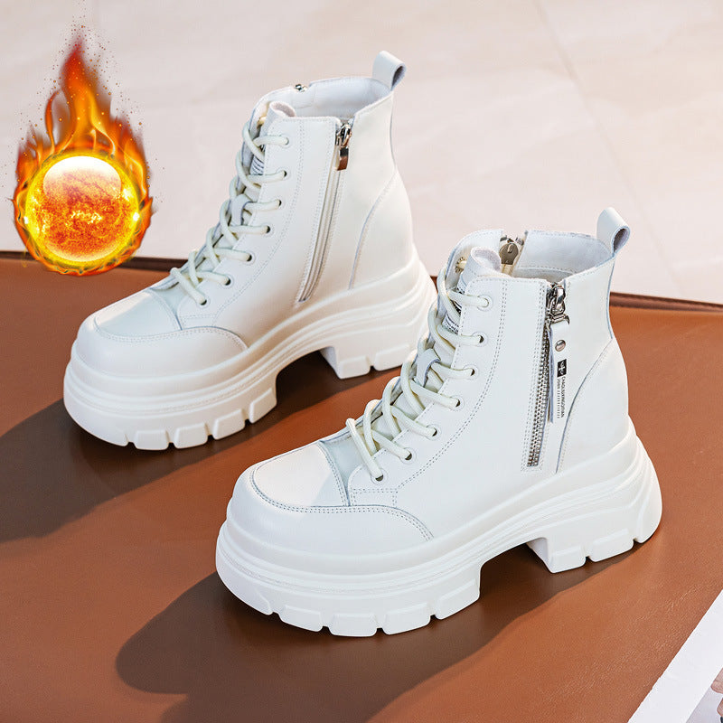 Women's Female British Style Autumn Small Winter Plus Veet Ankle Women's Leather Boots