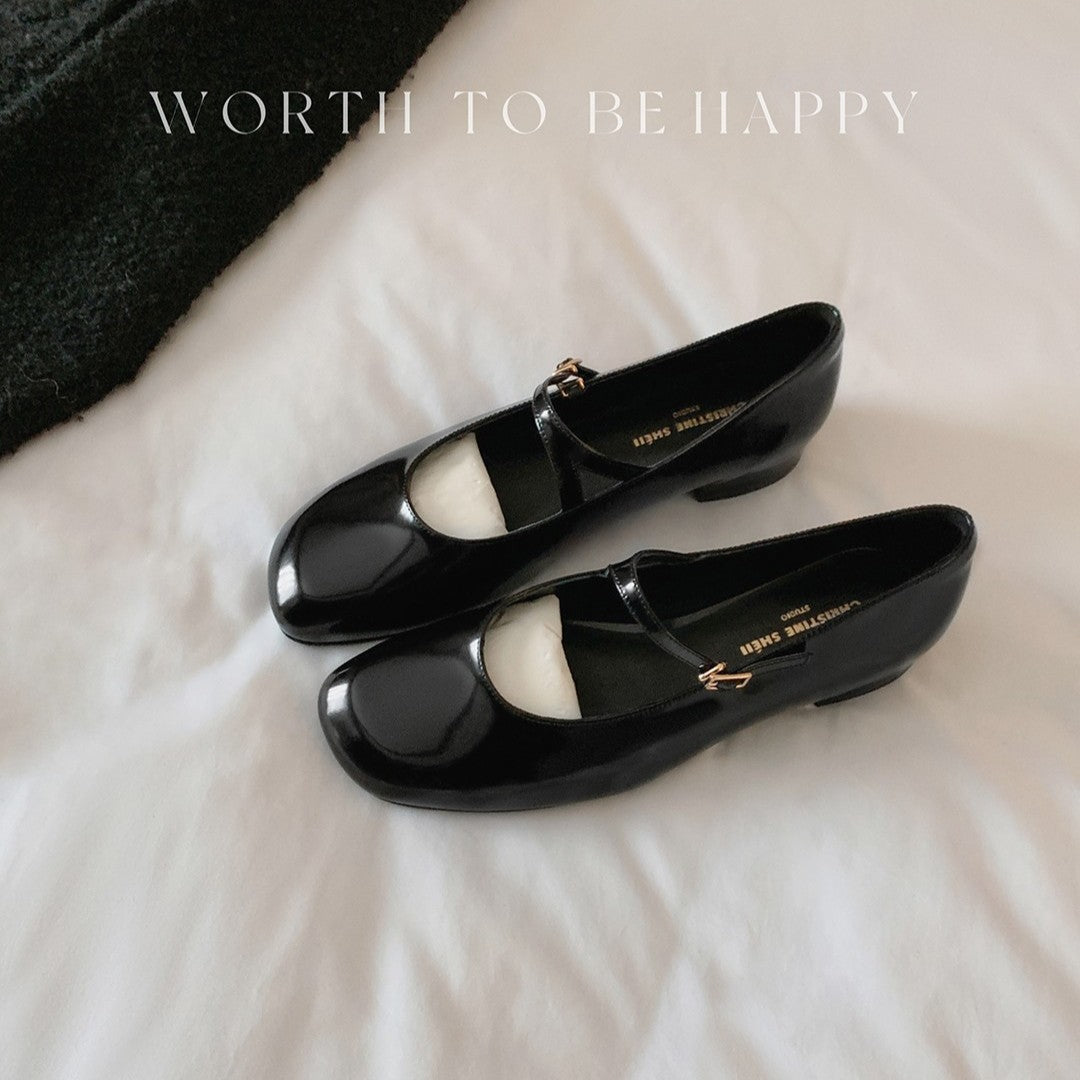 Women's High-grade Patent Buckled Chunky Mary Jane Versatile Women's Fashion Shoes
