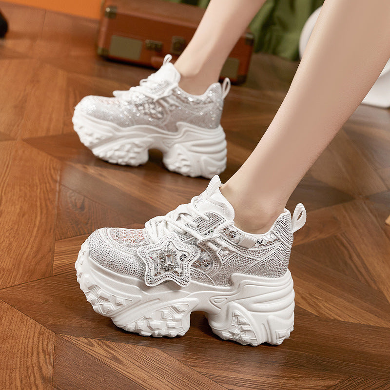 Women's Platform Dad Breathable Hollow Mesh Surface Women's Sports Shoes