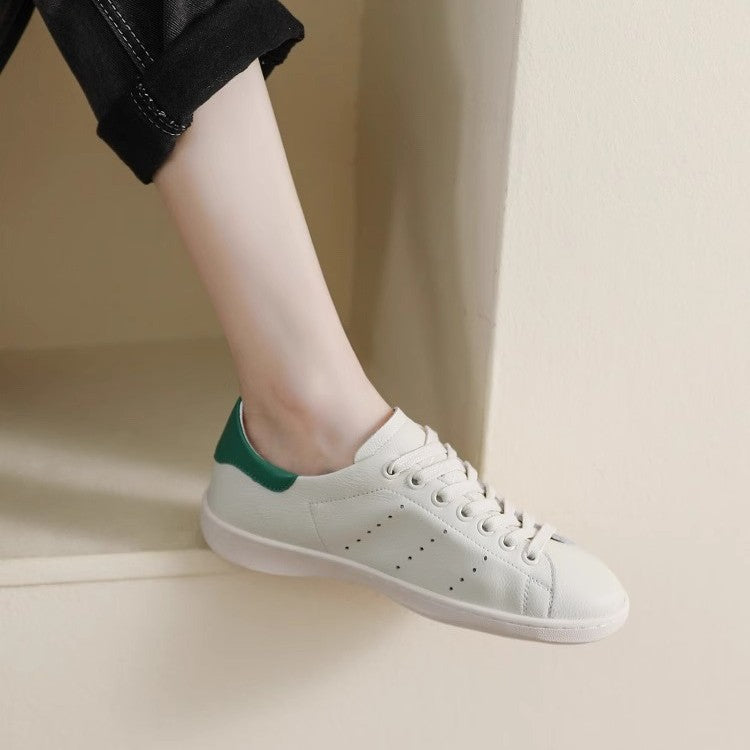 Name Unisex White Summer Breathable Top Layer Cowhide Sneakers
