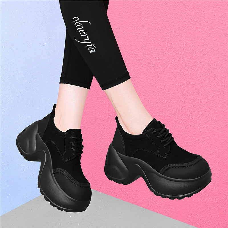 Women's Small Round Head Thick Bottom Daddy Pumps Increased Temperament Women's Sports Shoes
