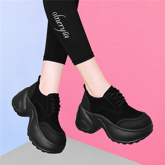 Women's Small Round Head Thick Bottom Daddy Pumps Increased Temperament Women's Sports Shoes