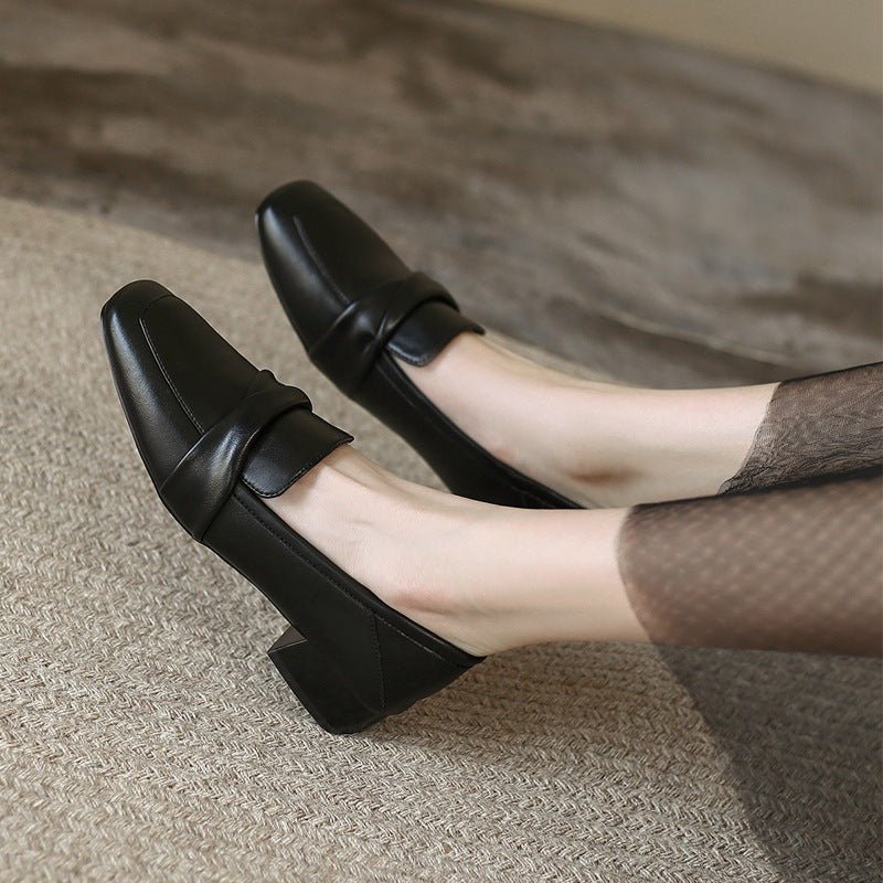 Women's Chunky Pumps Summer British Style Square Toe One Women's Fashion Shoes