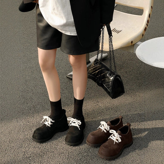 Women's Increasing Brushed Derby Thick Bottom Fashion Low Top Fashionable Not Women's Casual Shoes