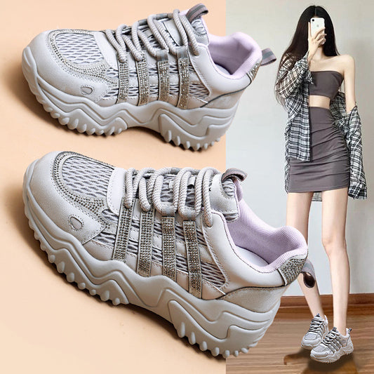Women's Autumn Mesh Fashion Thick Bottom Increased Sports Casual Shoes