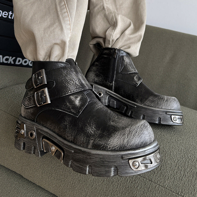 Men's Summer Fashion Platform Thick Bottom Height Increasing Trendy Cool Fried Boots