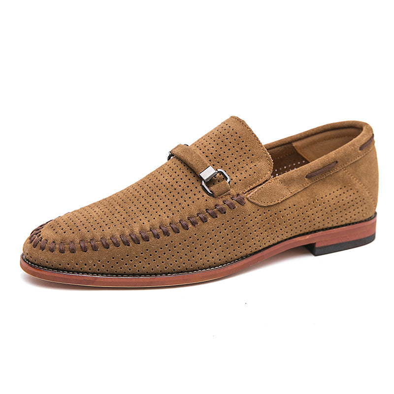 Men's Size Doug Business Punching Breathable Slip Leather Shoes